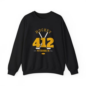 Pittsburgh Hockey Sweatshirt, 412 Area Code Crewneck, Vintage Pittsburgh Gift, Retro Hockey Sweater