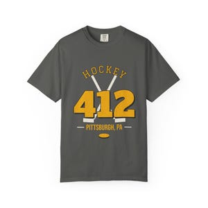 Pittsburgh Hockey Shirt, 412 Area Code Tee, Vintage Pittsburgh Gift, Retro Hockey T-Shirt, Comfort Colors