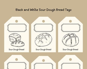 Etiqueta minimalista para pan de masa madre / Etiqueta de panadería en blanco y negro (descarga digital)