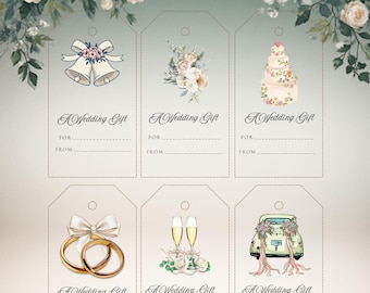 Etiquetas para regalo de boda / Juego de 6 / Descargables / Imprimibles en casa