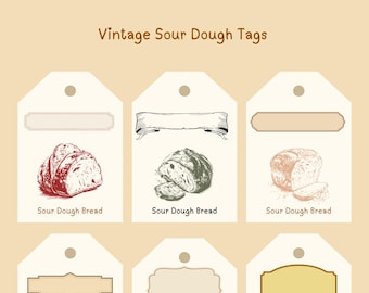 Etiquetas vintage para pan de masa madre / Etiquetas rústicas para panadería (Descarga digital)