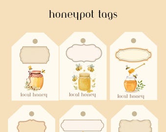 Etiquetas rústicas para tarros de miel (descarga digital)
