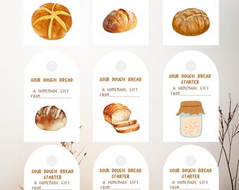 Etiquetas de regalo para pan de masa madre / Juego de 9 / Descargables / Imprime en casa