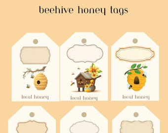 Etiquetas imprimibles para miel de colmena / Etiquetas rústicas de granja (descarga digital)
