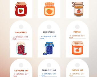 Etiquetas de regalo para mermeladas caseras en frascos / Juego de 9 / Descargables / Imprime en casa