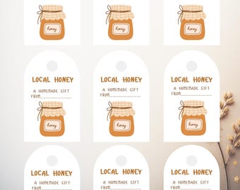 Etiqueta de regalo de miel de cosecha propia local / Juego de 9 / Descargable / Imprime en casa