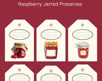 Etiqueta para mermelada de frambuesa / Tarro de mermelada rústica (Descarga digital)
