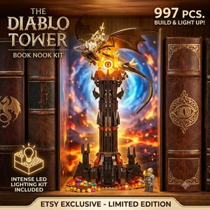 Dark Tower Bausteinset mit LED-Beleuchtung und fliegender Monsterfigur | 997-teiliges Fantasy-Bausteinset | Mythisches Reich der Magie