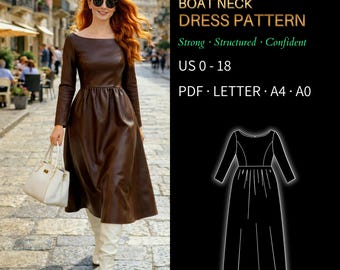 Long Sleeve Midi Dress Pattern 0024TL - Verified Fit | US 0-18, PDF US Letter, A4 & A0