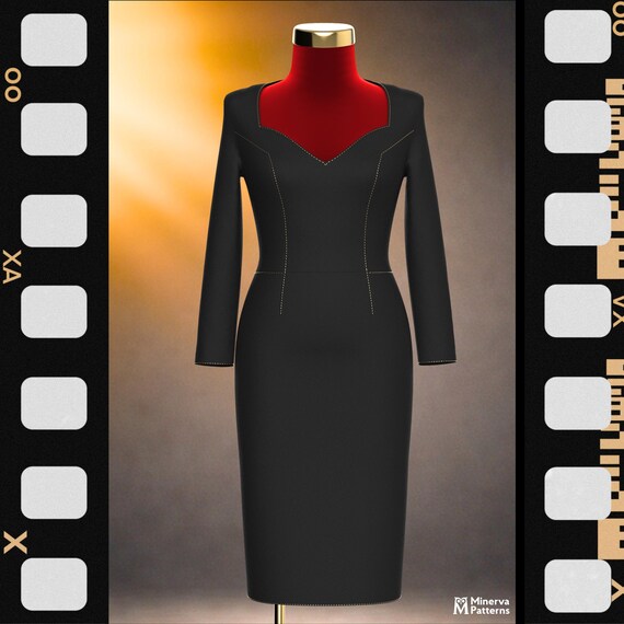 fitted sheath dress pattern Signature Dress Sewing Pattern – A-Line Mini Dress with Cap Sleeves and  High Neck – Nordic Seam main image 1