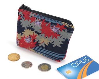 Coin Pouch, Gift For Mom, Credit Card Holder,Business Card Cases, Maple Leaves Navy
