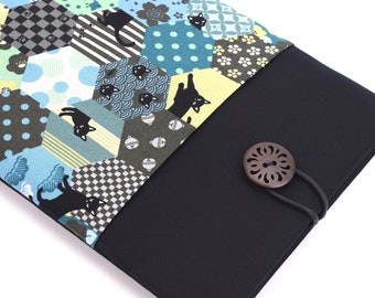 iPad Mini Sleeve, iPad Pro 9.7" cover, Kindle Case, Kobo glo Sleeve Kimono cotton fabric Cats in the Hexagon