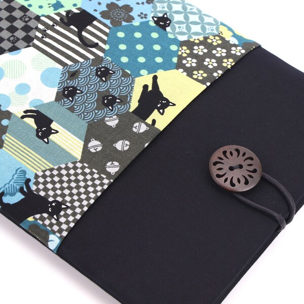 iPad Mini Sleeve, iPad Pro 9.7" cover, Kindle Case, Kobo glo Sleeve Kimono cotton fabric Cats in the Hexagon