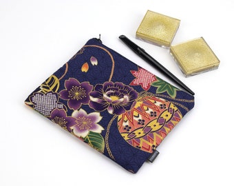 Padded Cosmetic Pouch, Gift For Her, Make-up Pouches, Peony Mari-ball Dark Purple