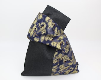 Japanese Knot Bag, everyday Bag, one handle bag, Pine Navy