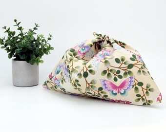 Origami Bag, Azuma Handbag, Japanese lunch bag, Reusable lunch bag, Butterfly Light Yellow