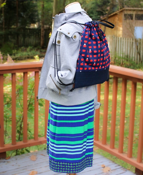 Handmade Backpack Drawstring Bag Fabric Backpack Kimono 