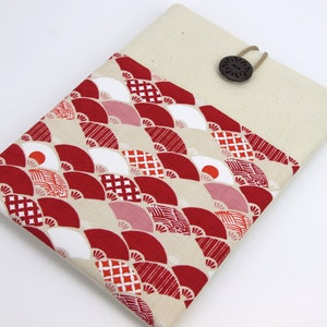 Kobo Sage Sleeve, Kobo Libra cover, iPad Air Sleeve Kimono cotton fabric Sensu Red image 2