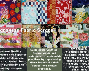 Scrap Packs, Made In Japan Fabrics, Kimono Printed Fabric Scraps, Choose Your Color