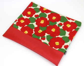 Oversized Clutch, Japanese Print Bag, clutch handbag, Camellia Red