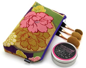 cosmetic pouch, cosmetic bag, makeup pouch, zipper pouch, cosmetic case,Peony