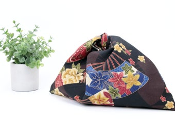 Origami Bag, Azuma Handbag, Japanese lunch bag, Reusable lunch bag, Sensu Crane Black