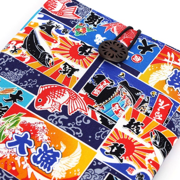 Japanese gadget Sleeve, ereader cover, iPad Padded sleeve, iPad mini Case, Kobo Nia case, Tai Fish