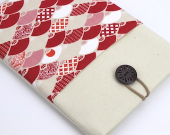 Kobo Sage Sleeve, Kobo Libra cover, iPad Air Sleeve Kimono cotton fabric Sensu Red