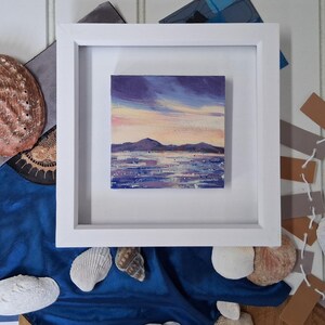 Composed: A Little Original Coastal Sunset Framed Acrylic Painting