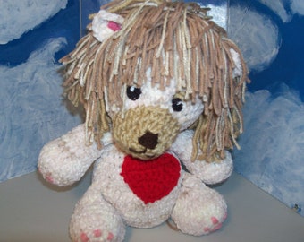 Crocheted Lion with a Big Heart