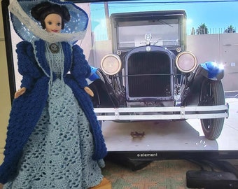 Barbie Wearing Crocheted Motoring Costume from 'Downton Abbey'