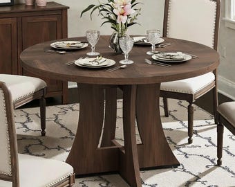 Round Wood Dining Table – 47" Modern Farmhouse