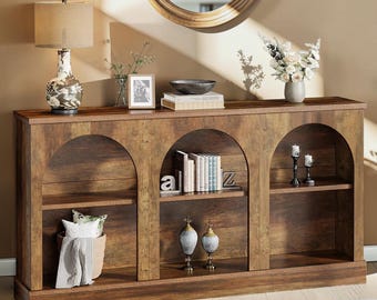 Farmhouse Console Table Entryway Storage Sofa Table Wood