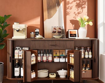 Buffet Cabinet Fluted Sideboard Storage Coffee Bar for Kitchen
