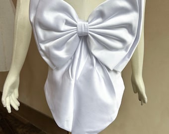 Lazo de satén blanco extragrande, lazo desmontable para la espalda del vestido de novia.
