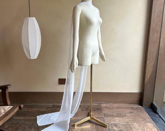 Bufanda larga de gasa transparente, elegante bufanda nupcial hasta el suelo.