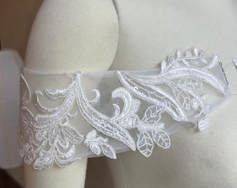 Spalline da sposa staccabili in pizzo con ricami, maniche per abito da sposa