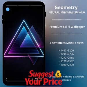 Geometry Neon | Minimalist Cyberpunk Wallpaper | OLED Black | Futuristic Triangles | iPhone & Android