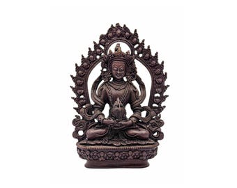 4-Inch Aparimita, Buddhist Miniature Statue, Chocolate Oxidized