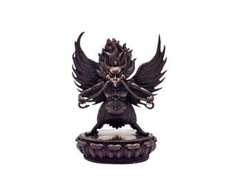 4-Inch Garuda, buddhistische Miniaturstatue, Schokolade oxidiert