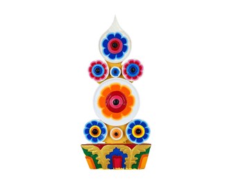 11-Inch Handcrafted Tibetan Torma Offering, Hand Painted Ritual Item
