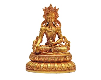 4-Zoll-Ksitigarbha, buddhistische Miniaturstatue und vergoldet