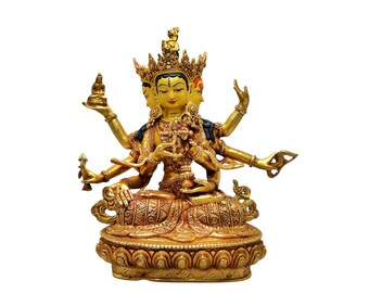 9-Inch Namgyalma, Buddhist Handmade Statue, Full Gold Plated, Face Painted