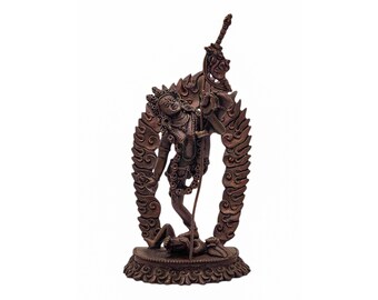 4-Inch Akash Yogini, buddhistische Miniaturstatue, Schokolade oxidiert