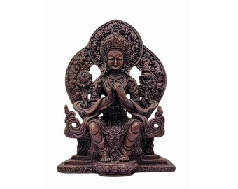 4-Inch Maitreya Buddha, Buddhist Miniature Statue, Chocolate Oxidized
