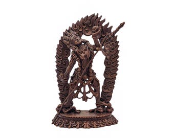 4-Inch Vajrayogini, buddhistische Miniaturstatue, Schokolade oxidiert