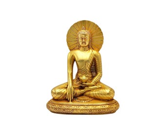 4-Inch Shakyamuni Buddha, Buddhist Miniature Statue, Full Gold Plated