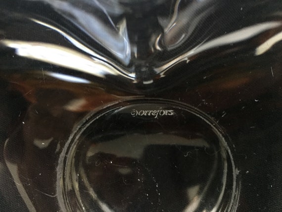 Lars Hellsten ORREFORS Ribbed Crystal Bowl Signed 5