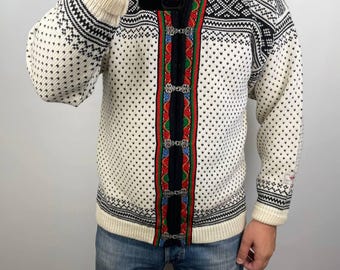 Dale Of Norway 90's vintage wool knitted sweater cardigan buckle size Large