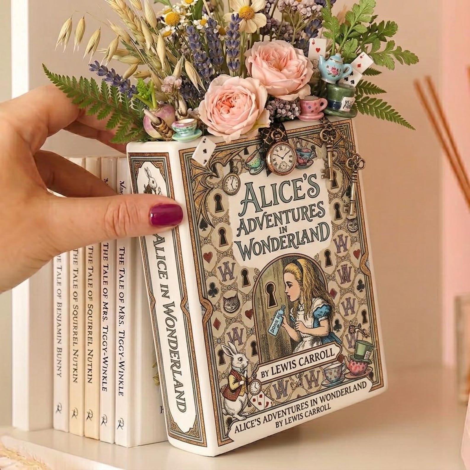 Alice's Adventures in Wonderland Ceramic Book Vase